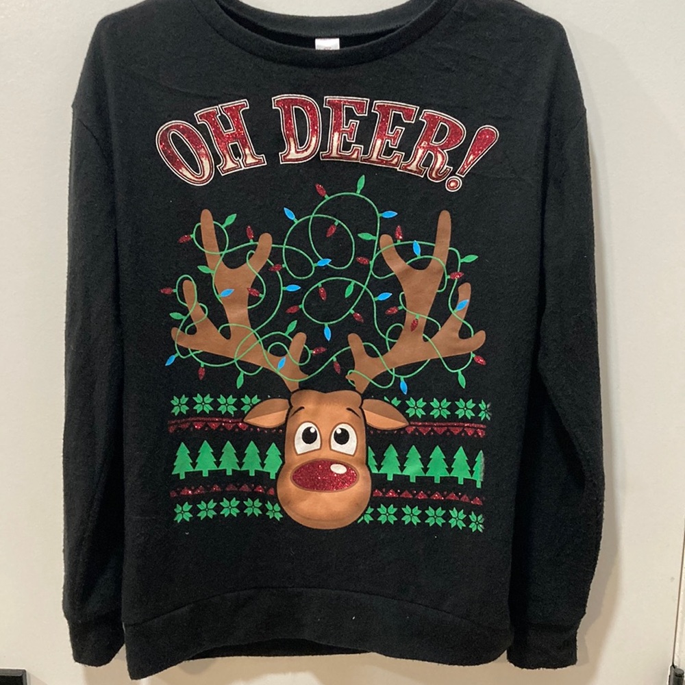 OH DEER small Sparkly Ugly Christmas Sweater